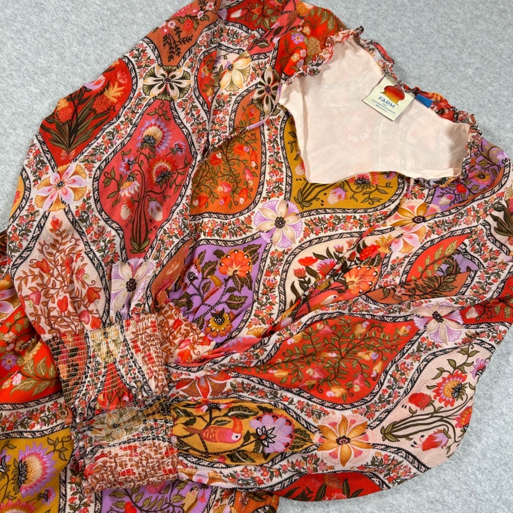 Farm Rio Anthropologie Maxi Dress Womens S Floral‎ Boho Cottagecore Ruffle Flowy